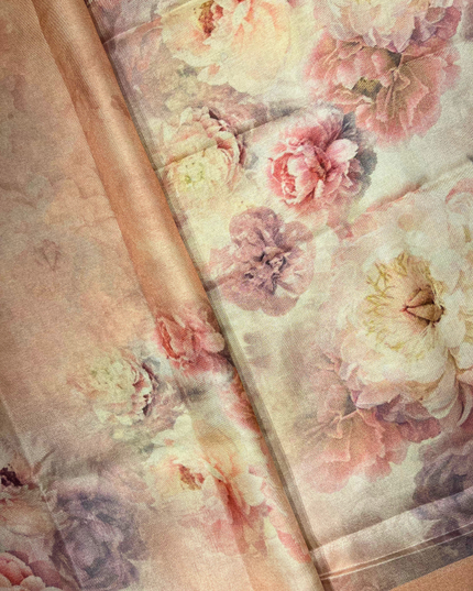 Khadi Saree – Pastel Floral Print & Handloom Elegance