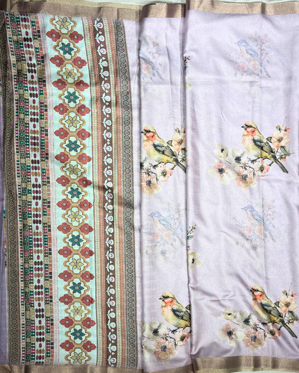 Khadi Saree – Floral & Bird Print with Elegant Handloom Border