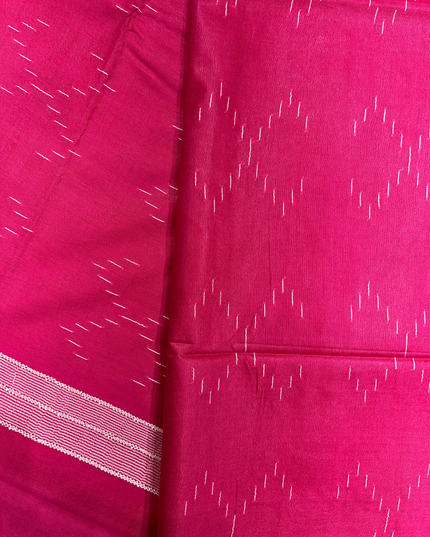 Fuchsia Bhagalpuri Silk Saree – Handloom Ikat Motif Elegance
