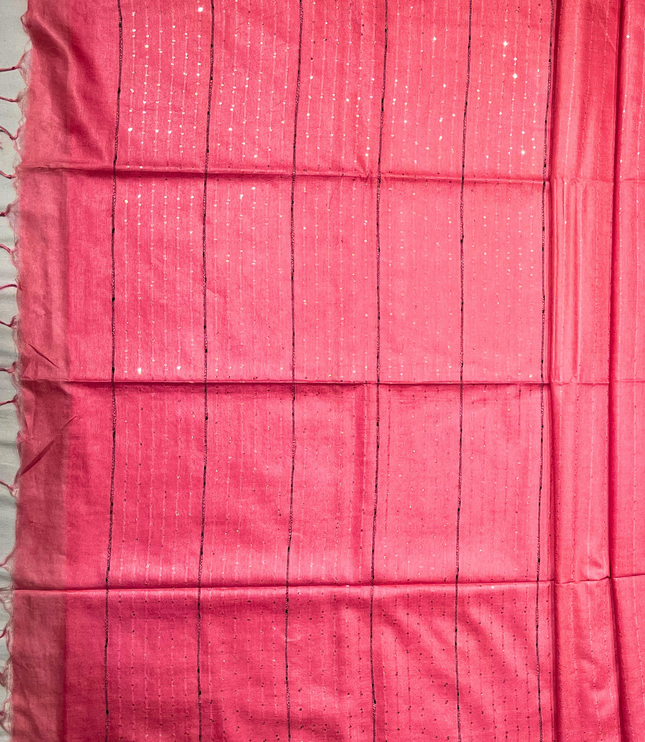 Baby Pink Bhagalpuri Silk Saree – Soft Pastel Handloom Elegance