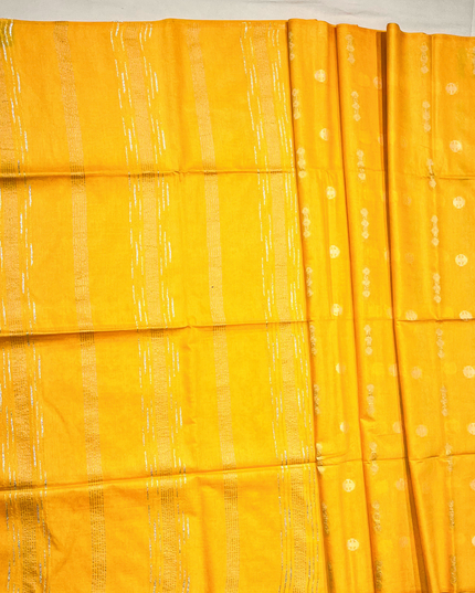 Bright Yellow Bhagalpuri Silk Saree – Sunny Zari Handloom Elegance