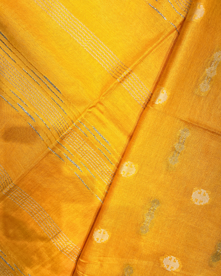 Bright Yellow Bhagalpuri Silk Saree – Sunny Zari Handloom Elegance