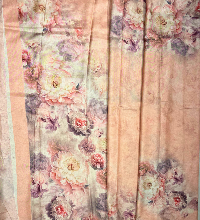 Khadi Saree – Pastel Floral Print & Handloom Elegance
