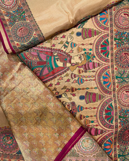 Pashmina Silk Saree – Resham Weave (Beige)