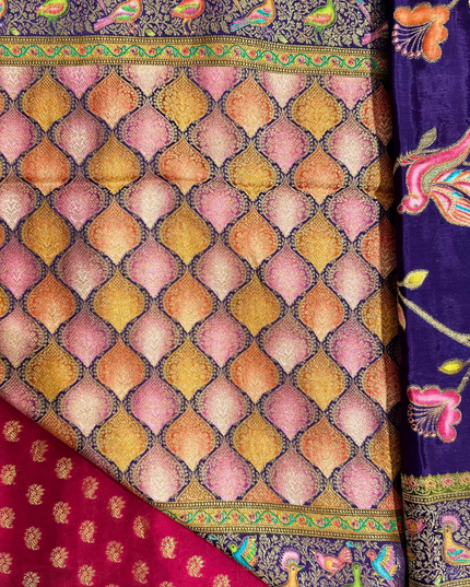 Pashmina Silk Saree – Multicolor Resham Weave (Deep Purple)