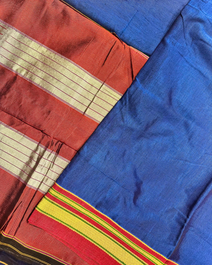 Cotton Peshwai Paithani — Red & Gold Border