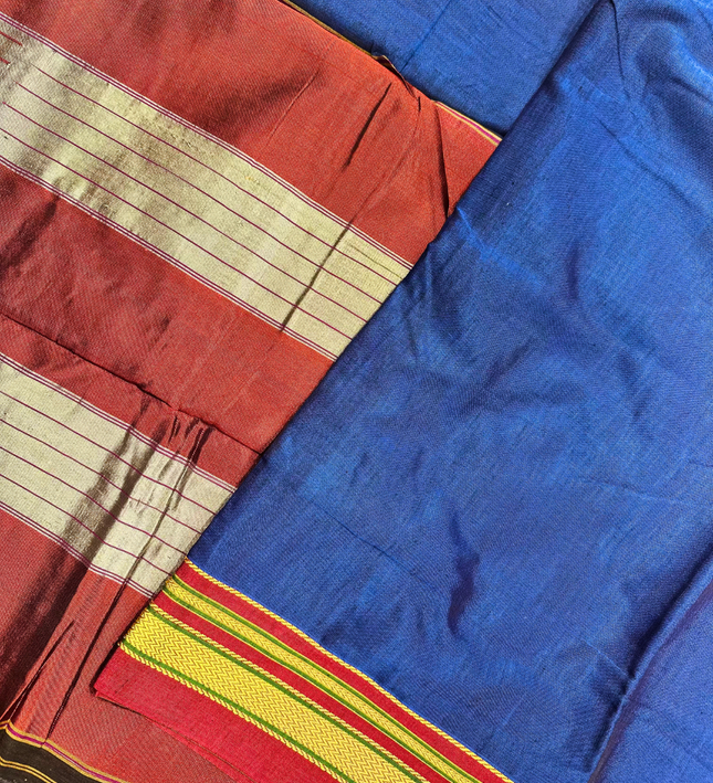 Cotton Peshwai Paithani — Red & Gold Border