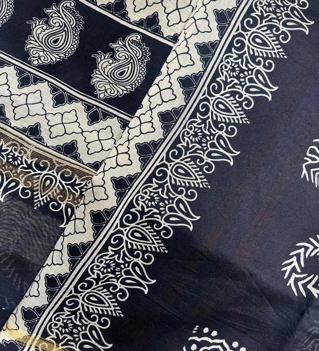 Chanderi Cotton Saree – Masaba Print Handloom
