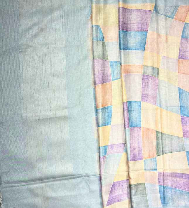 Khadi Print Saree with Jute Border