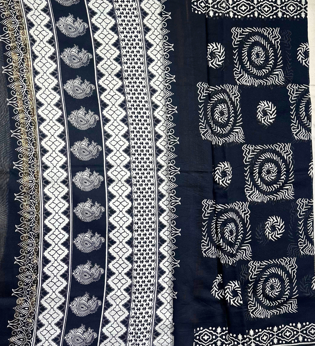 Chanderi Cotton Saree – Masaba Print Handloom