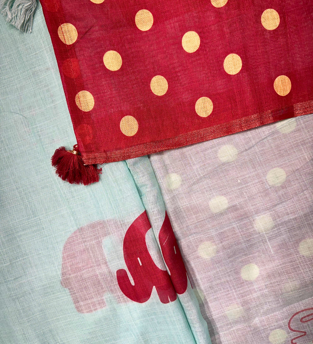 Linen Figure Print Saree