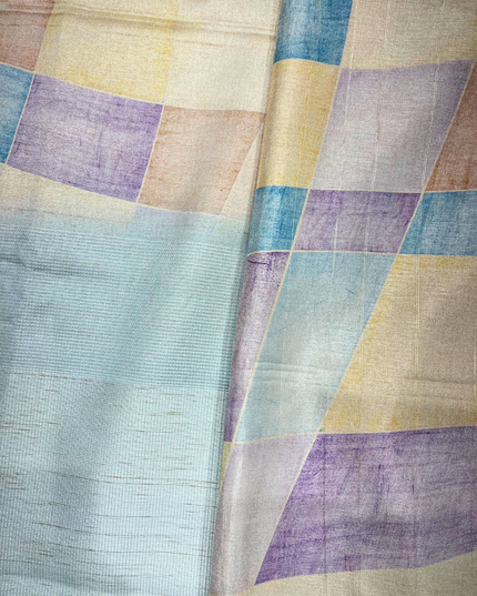 Khadi Print Saree with Jute Border
